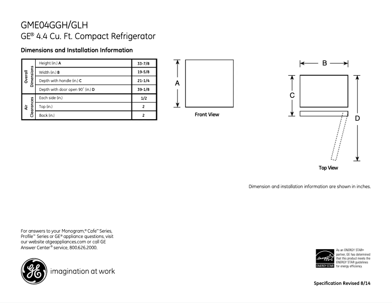 Image de la première page du manuel de l'appareil GME04GGHBB