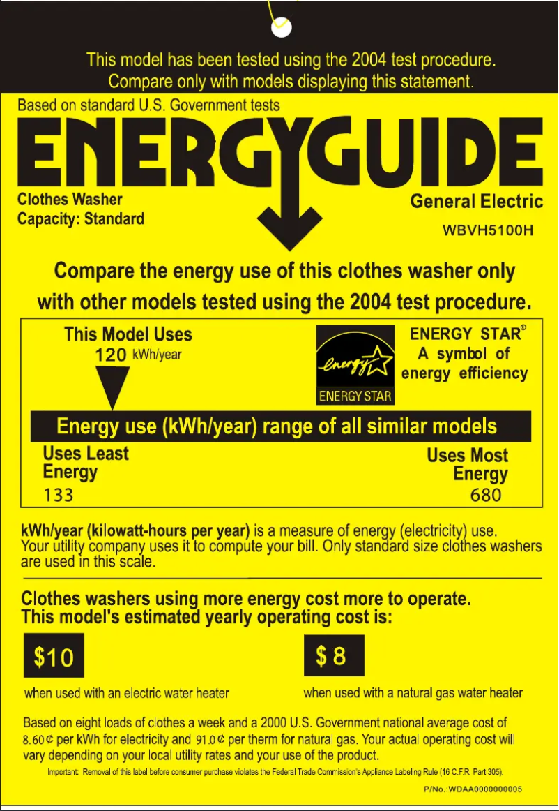 Image de la première page du manuel de l'appareil WBVH5100HWW