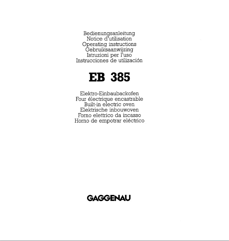 Página 1 del manual Manual de usuario Gaggenau EB 385-110