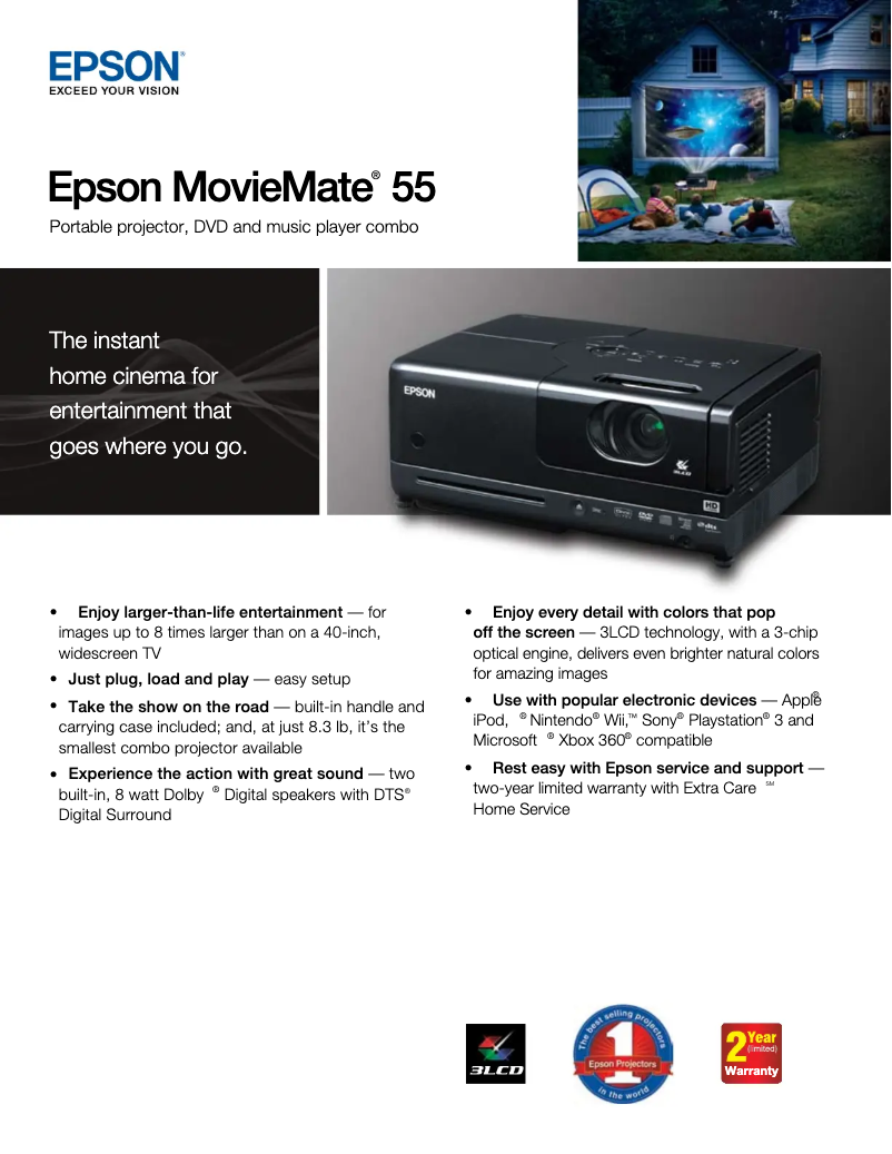 Page 1 de la notice Brochure Epson MovieMate 55
