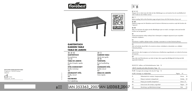 Page 1 de la notice Manuel utilisateur Florabest IAN 351391