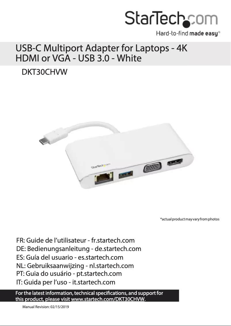 Image de la première page du manuel de l'appareil DKT30CHVW