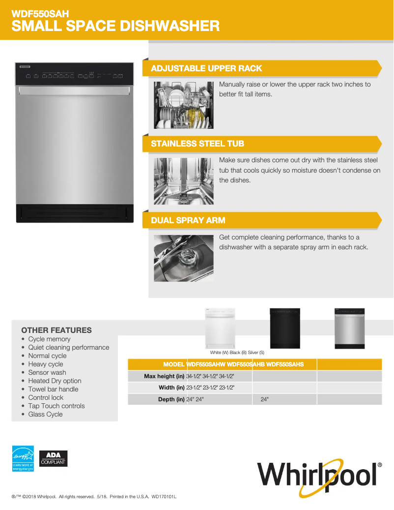 Image de la première page du manuel de l'appareil WDF550SAHS