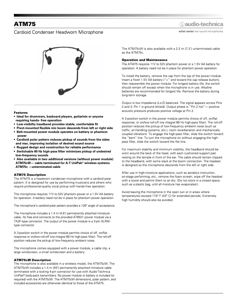 Image de la première page du manuel de l'appareil ATM75