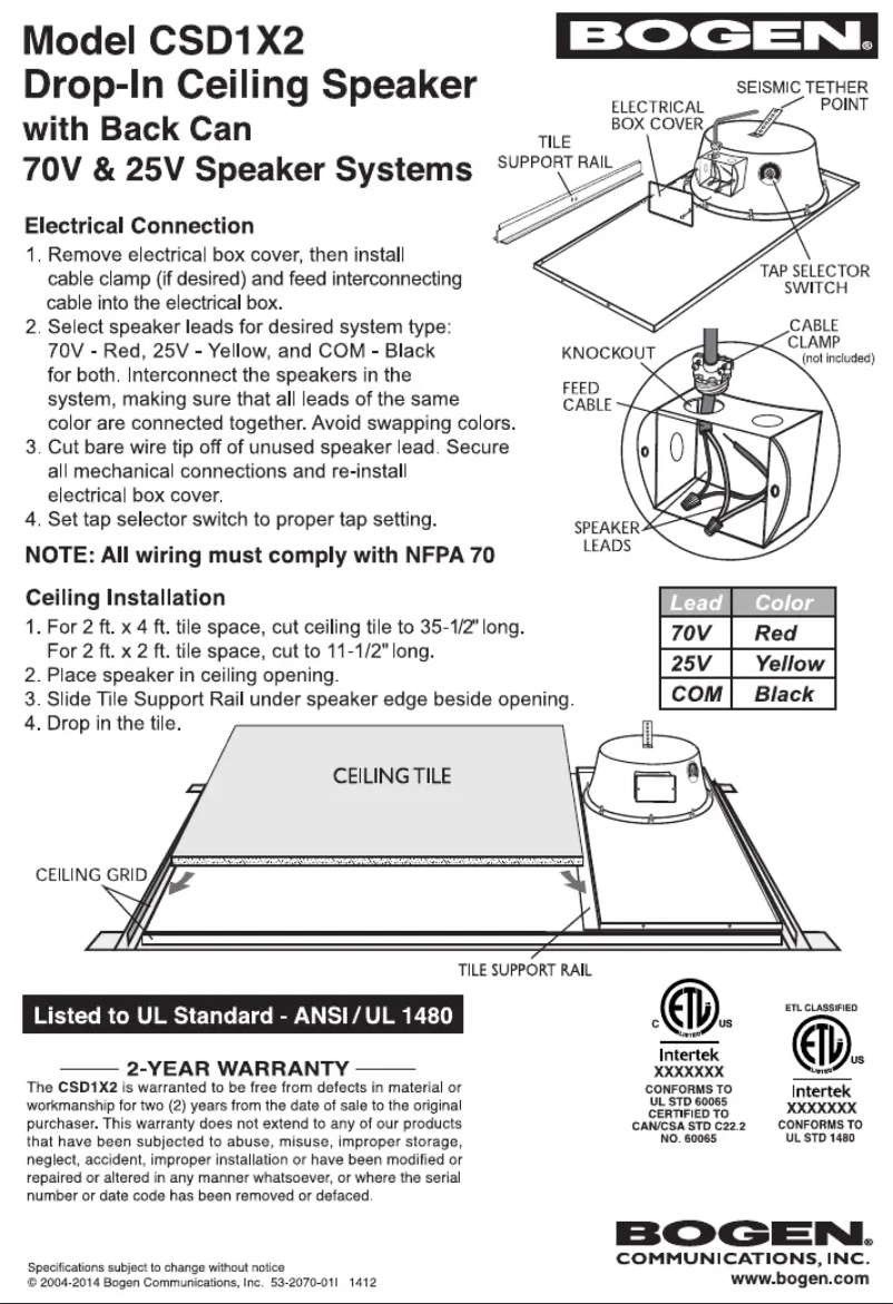 Page n°1 - Manuel utilisateur Bogen CSD1X2