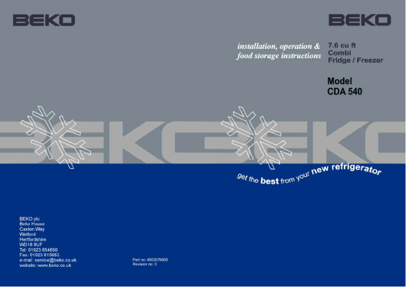Page n°1 - Manuel utilisateur Beko CDA540