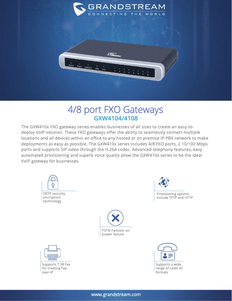 Image de la première page du manuel de l'appareil GXW4104