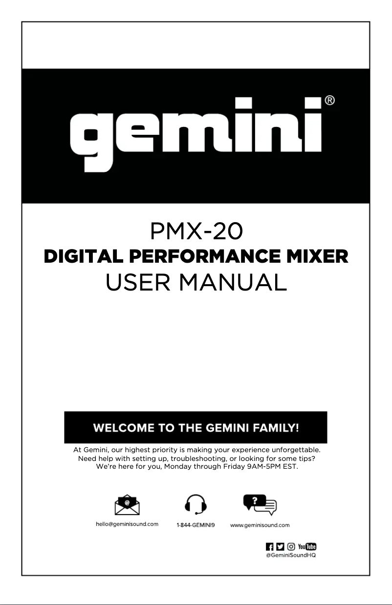 Page 1 de la notice Manuel utilisateur Gemini PMX-20