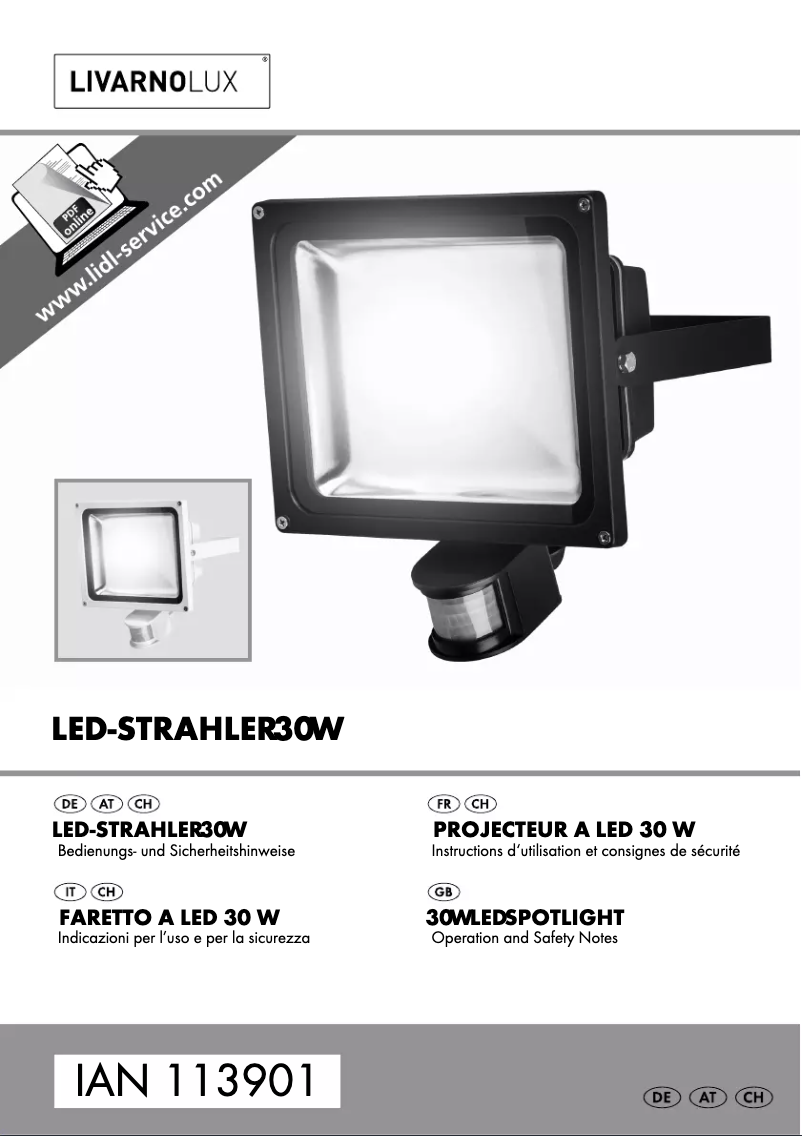 Page 1 de la notice Manuel utilisateur Livarno Lux IAN 113901
