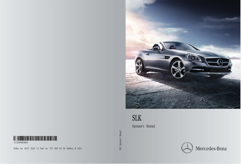 Page 1 de la notice Manuel utilisateur Mercedes-Benz SLK Roadster (2013)