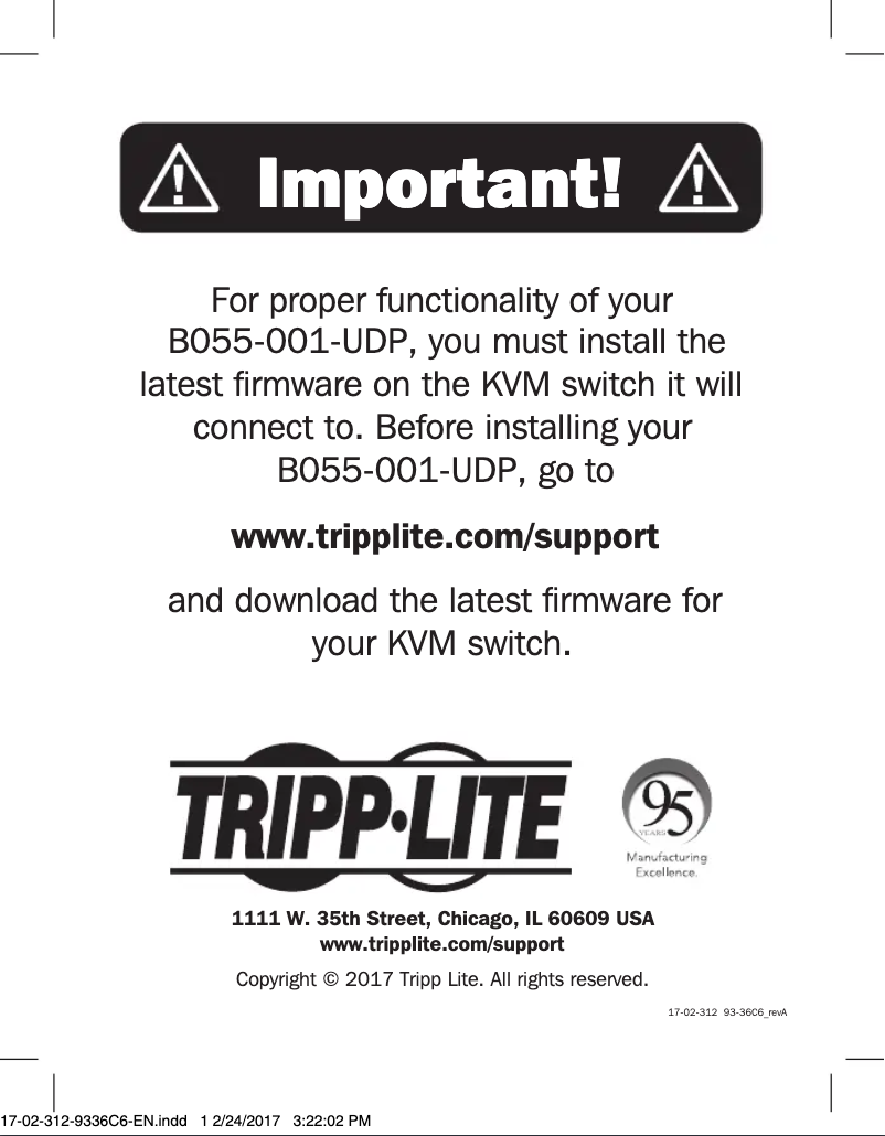 Page n°1 - Manuel utilisateur Tripp Lite B055-001-UDP