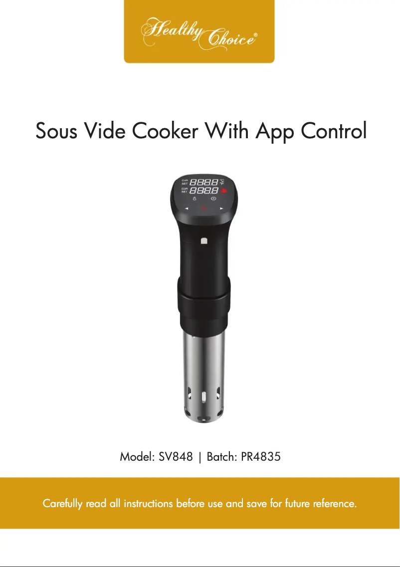 Page 1 de la notice Manuel utilisateur Healthy Choice SV848