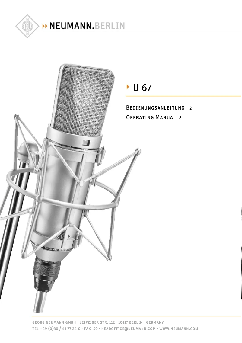 Page n°1 - Manuel utilisateur Neumann U 67