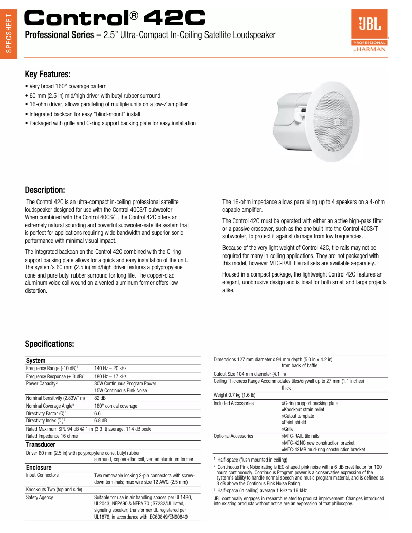 Image de la première page du manuel de l'appareil Control 42C