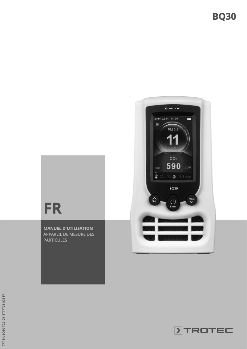 Page 1 de la notice Manuel utilisateur Trotec BQ30