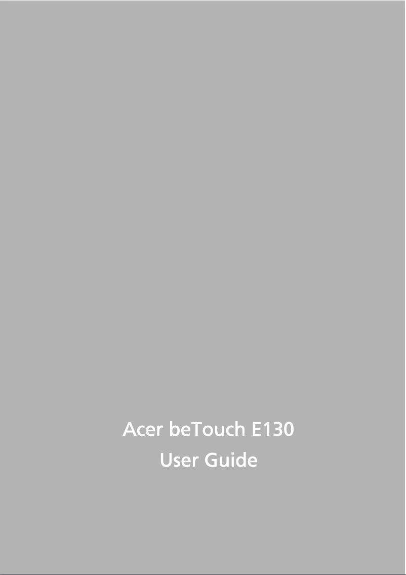 Page n°1 - Manuel utilisateur Acer BeTouch E130
