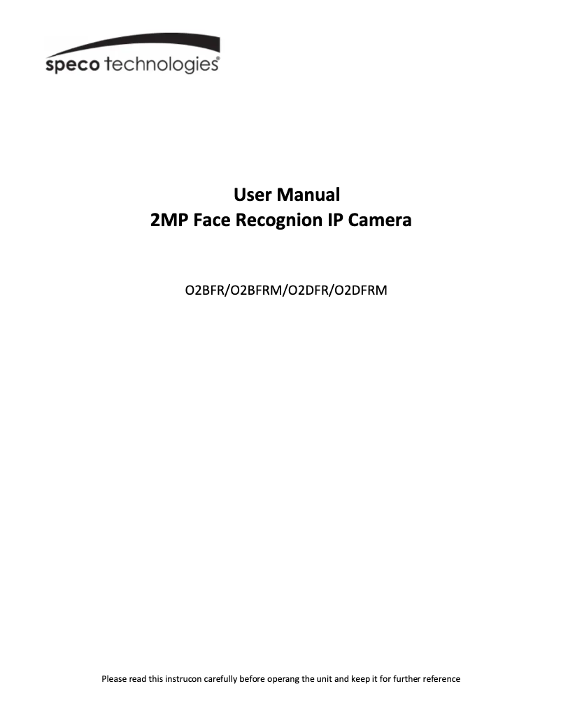 Page 1 de la notice Manuel utilisateur Speco Technologies O2BFRM