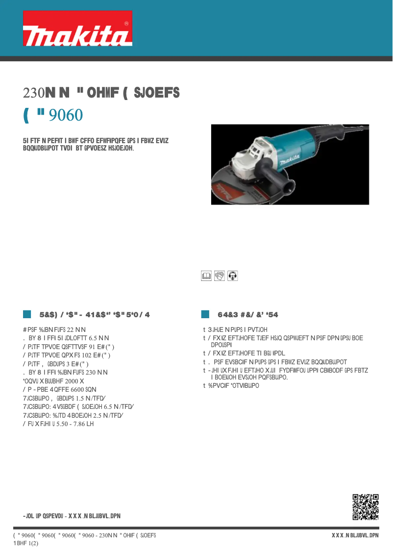 Page 1 de la notice Fiche technique Makita GA9060