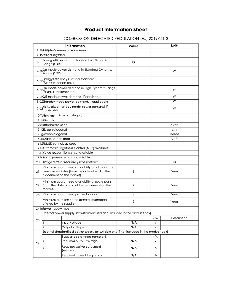 First page image of the manual for 43HFL6114U