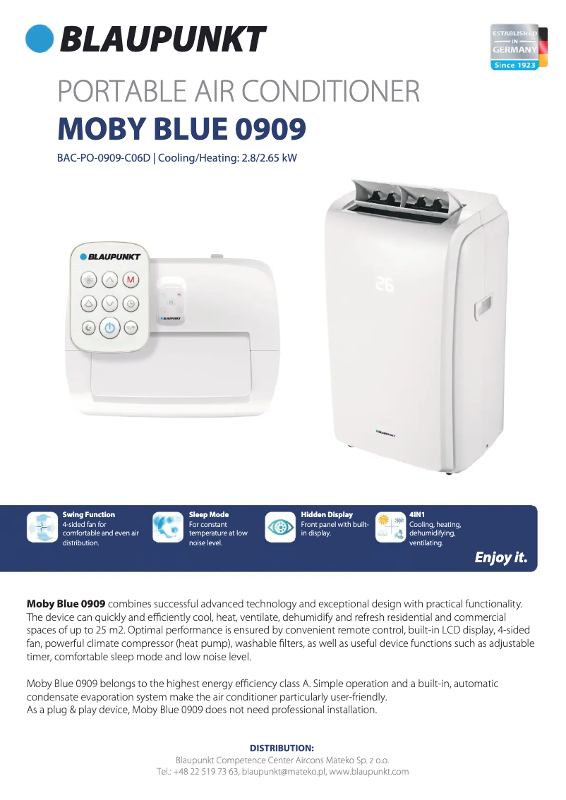 Página 1 del manual Ficha técnica Blaupunkt Moby Blue 0909