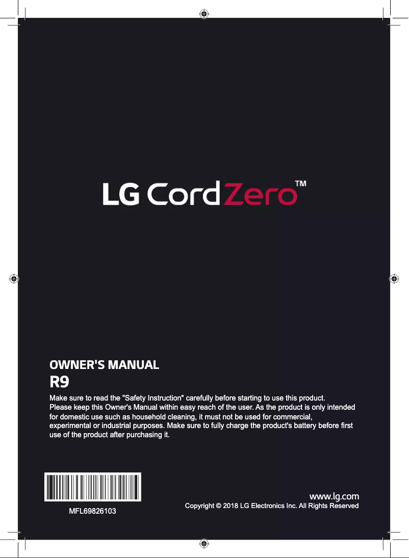 Page n°1 - Manuel utilisateur LG R9MASTER