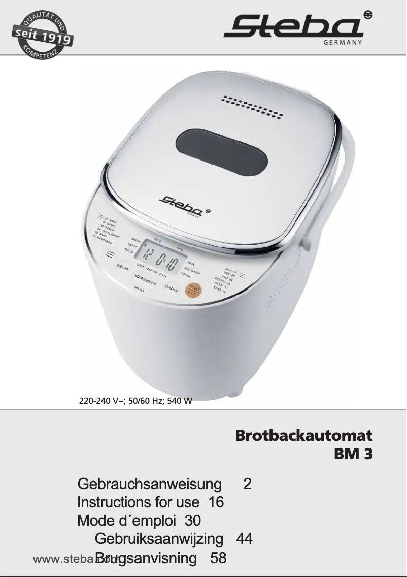 Page 1 de la notice Manuel utilisateur Steba BM 3