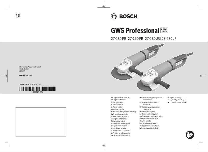 Page 1 de la notice Manuel utilisateur Bosch GWS 27-230 JR Professional