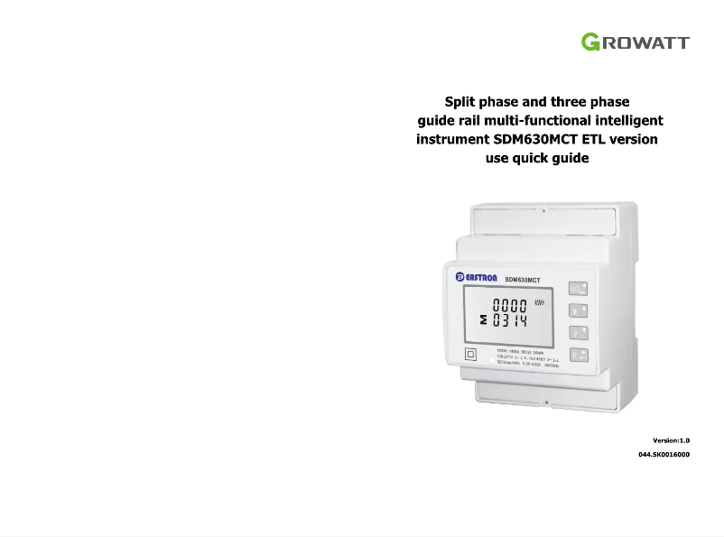 Page 1 de la notice Manuel utilisateur Growatt Smart Meter