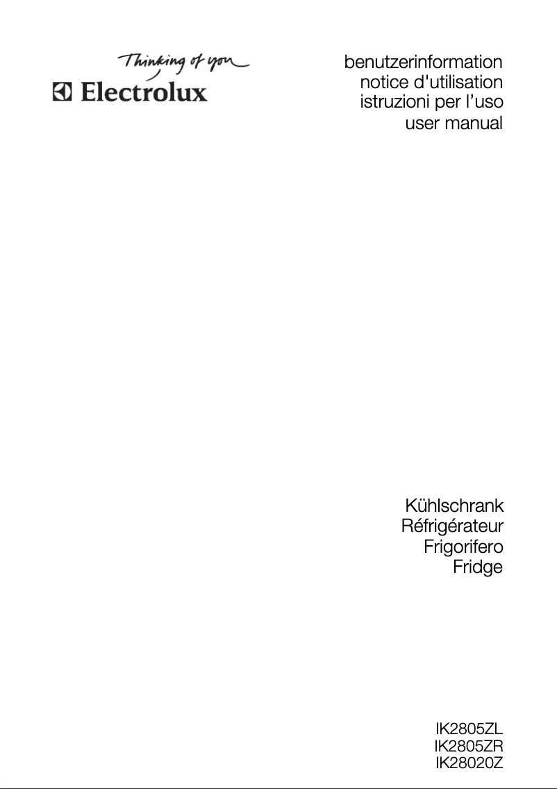 Page 1 de la notice Manuel utilisateur Electrolux IK2805ZL