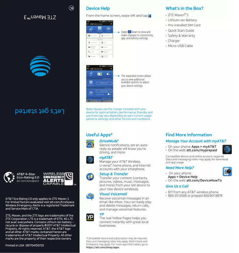 Page 1 de la notice Manuel utilisateur ZTE Maven 3