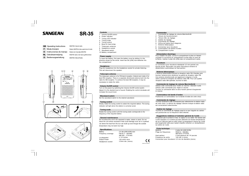 Image de la première page du manuel de l'appareil SR-35