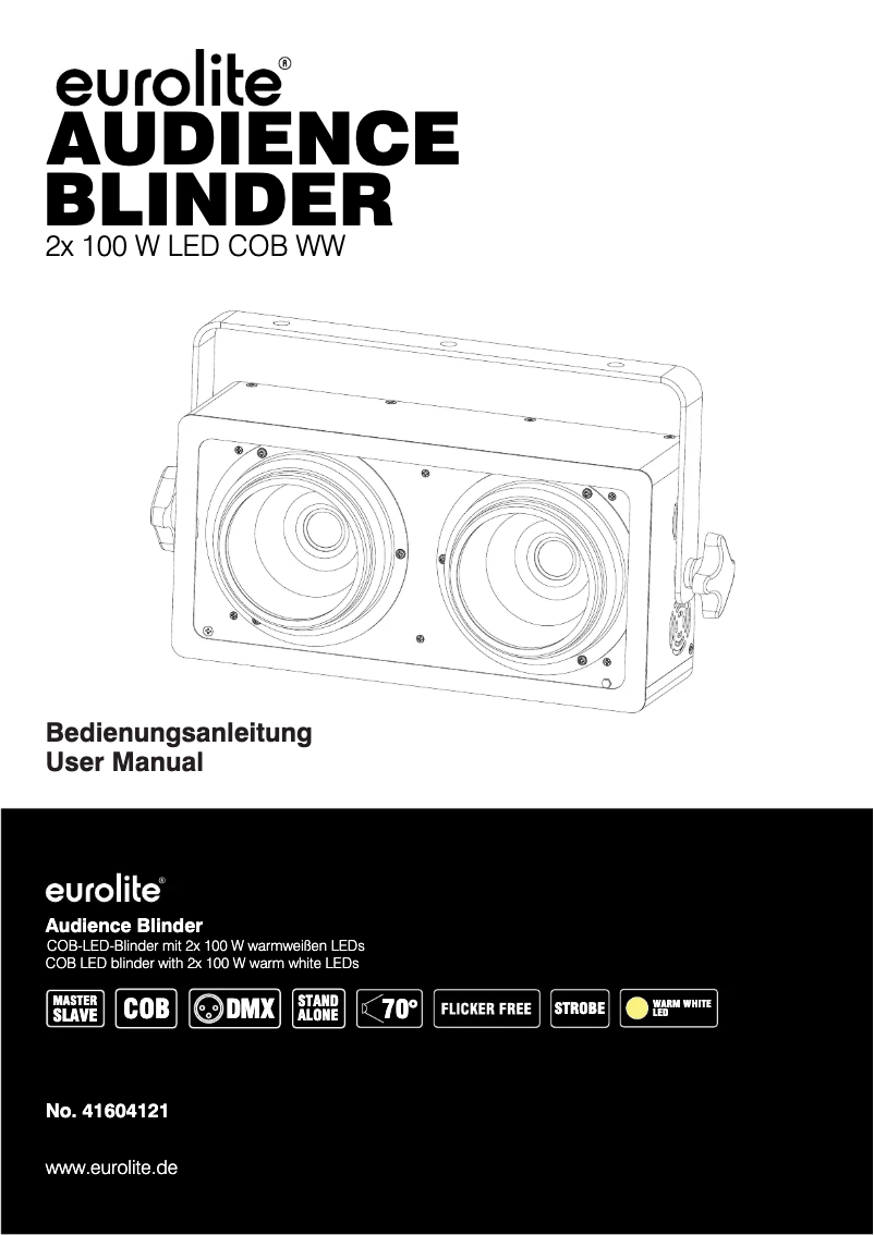 Page 1 de la notice Manuel utilisateur Eurolite Audience Blinder 2x100W LED COB WW