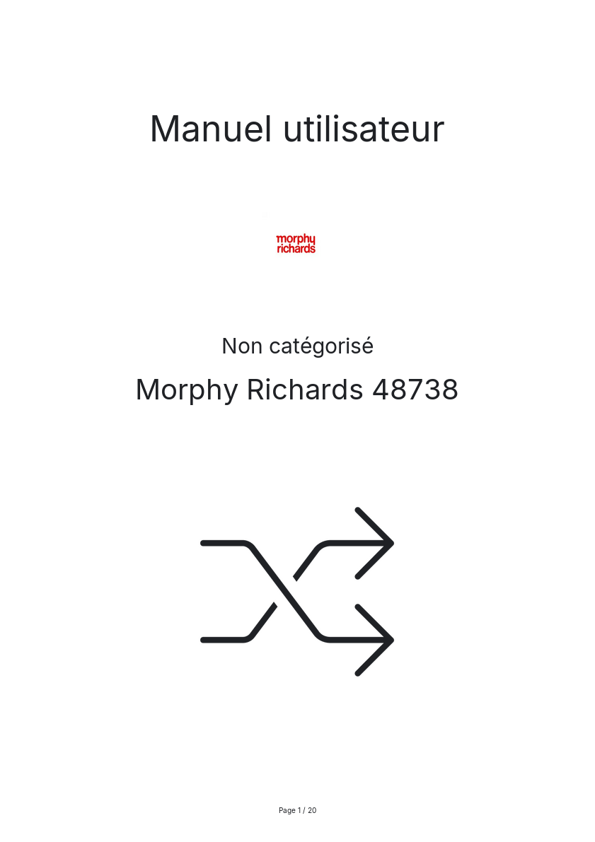 Page n°1 - Manuel utilisateur Morphy Richards 48738