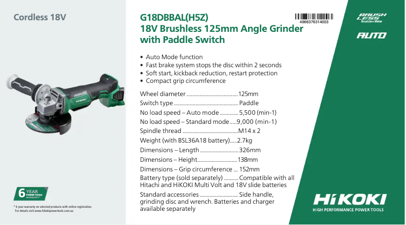 Image de la première page du manuel de l'appareil G 18DBBAL