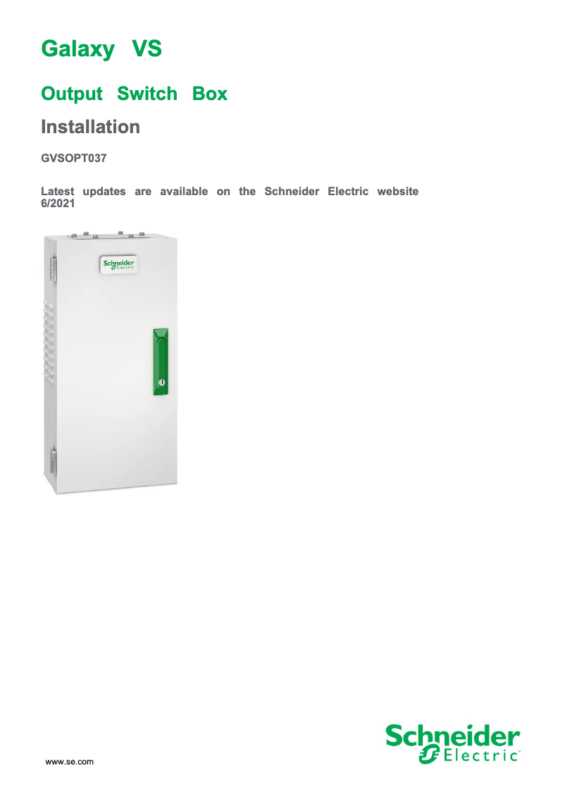 Page 1 de la notice Manuel utilisateur APC Galaxy VS GVSOPT037