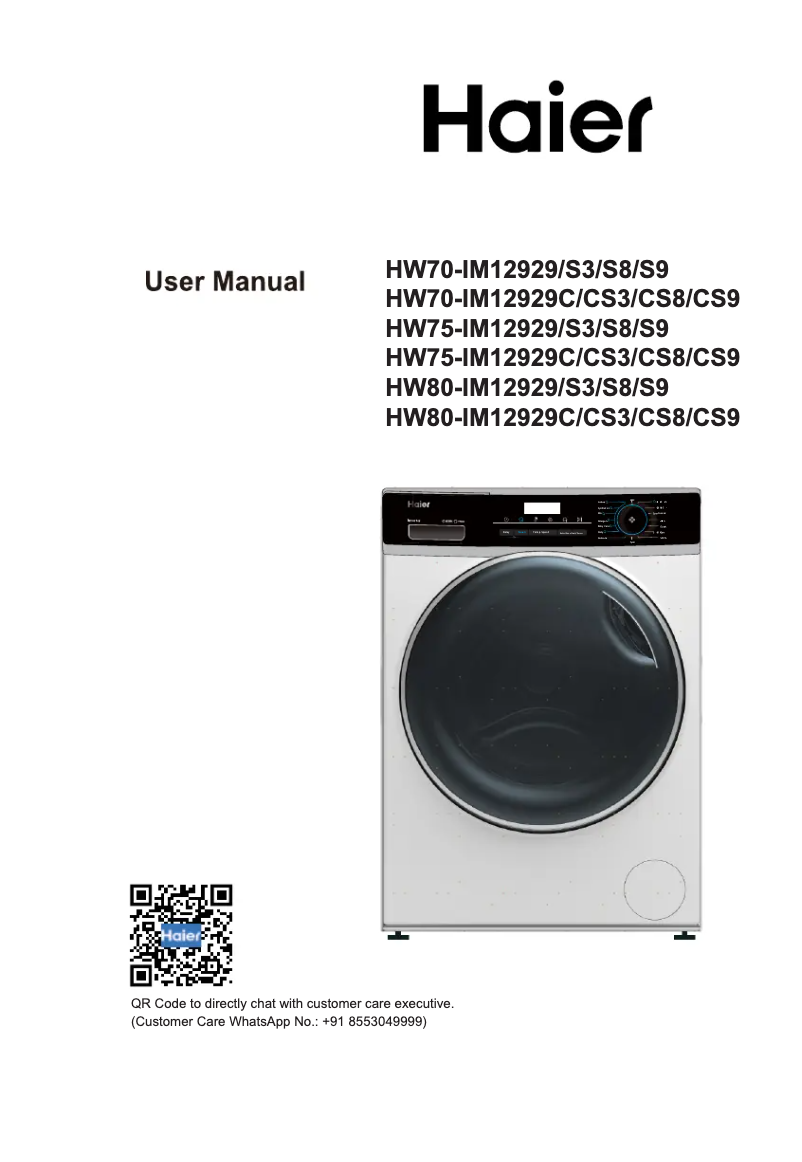 Page 1 de la notice Manuel utilisateur Haier HW70-IM12929C