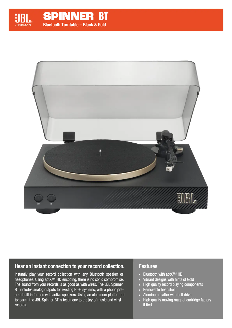Page n°1 - Fiche technique JBL Spinner BT