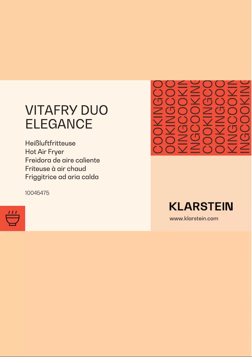 Page 1 de la notice Manuel utilisateur Klarstein VitaFry Duo Elegance