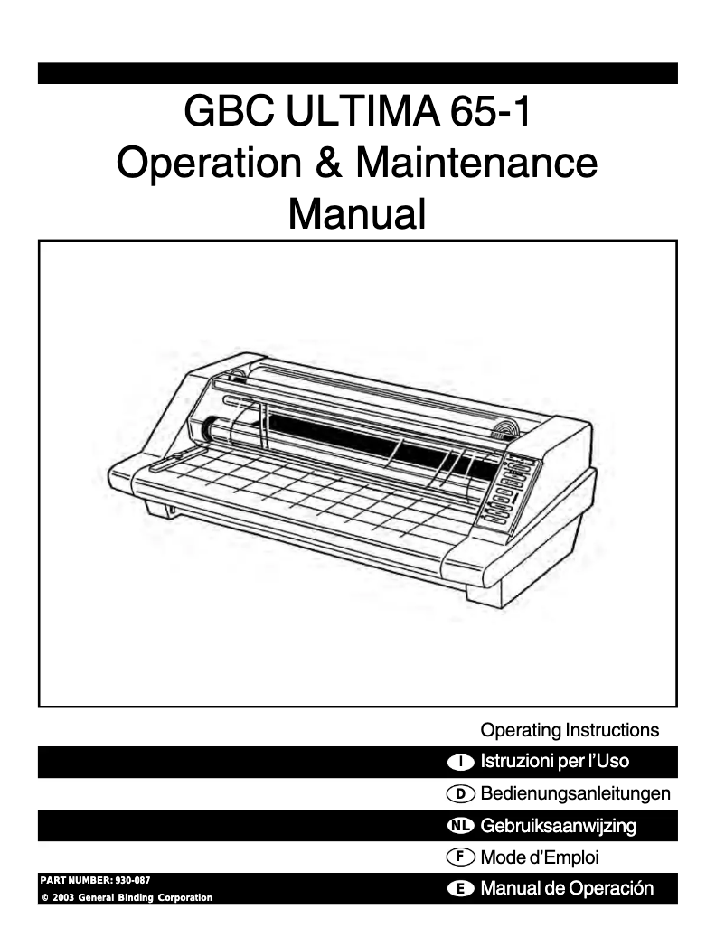 Page 1 de la notice Manuel utilisateur GBC HeatSeal Ultima 65