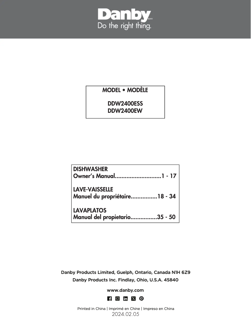 Image de la première page du manuel de l'appareil DDW2400EW