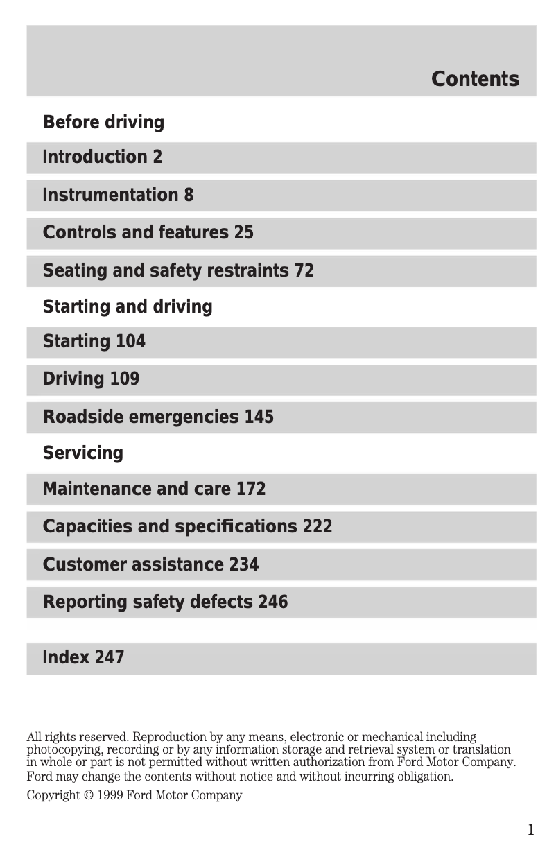 Page n°1 - Manuel utilisateur Ford F-250 (2000)