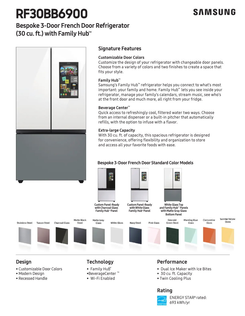 Page n°1 - Fiche technique Samsung RF30BB69006M