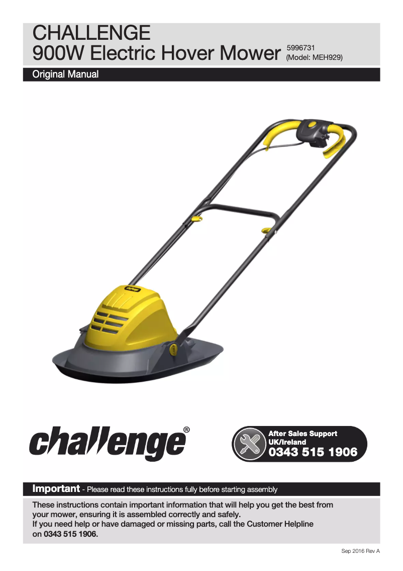 Page n°1 - Manuel utilisateur Challenge MEH929