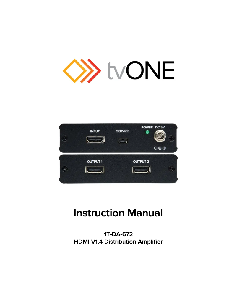 Page n°1 - Manuel utilisateur TV One 1T-DA-672