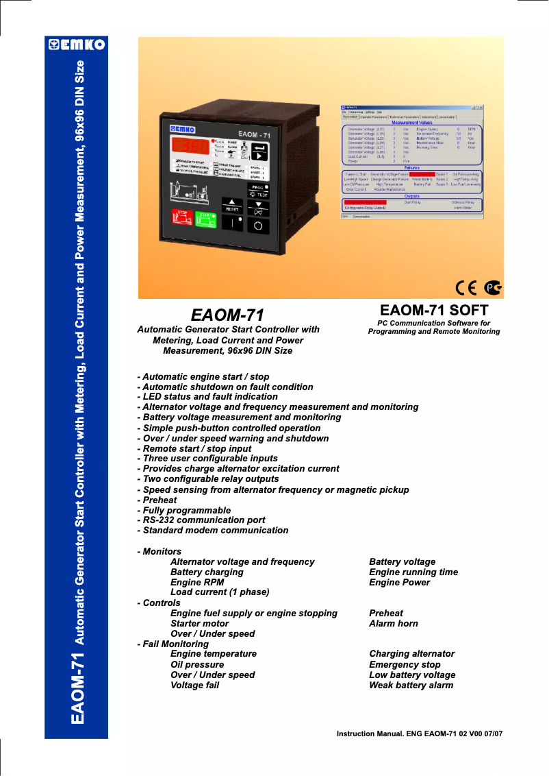 Page 1 de la notice Manuel utilisateur Emko EAOM-71