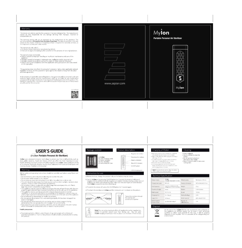 Image de la première page du manuel de l'appareil MY iOn ION-02