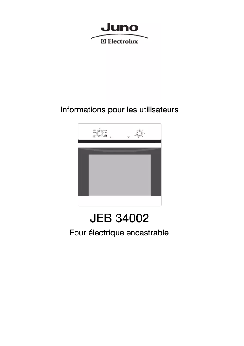 Page 1 de la notice Manuel utilisateur Juno Electrolux JEB34002B