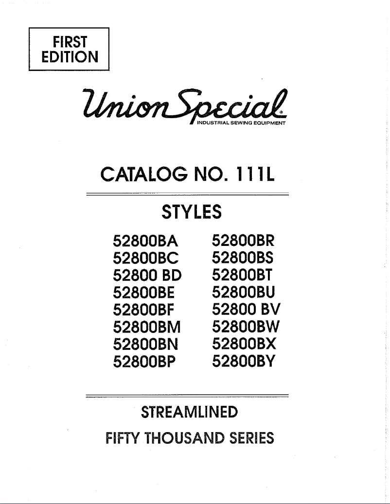 Page n°1 - Manuel utilisateur Union Special 52800BC