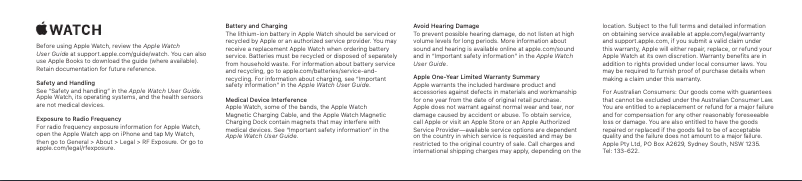 Page 1 de la notice Fiche technique Apple Watch SE