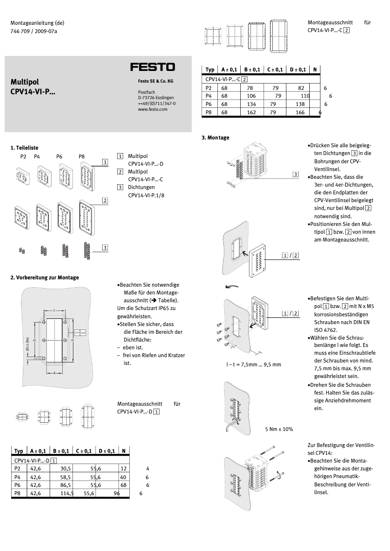 Page 1 de la notice Manuel utilisateur Festo CPV14-VI-P6-1/8-D